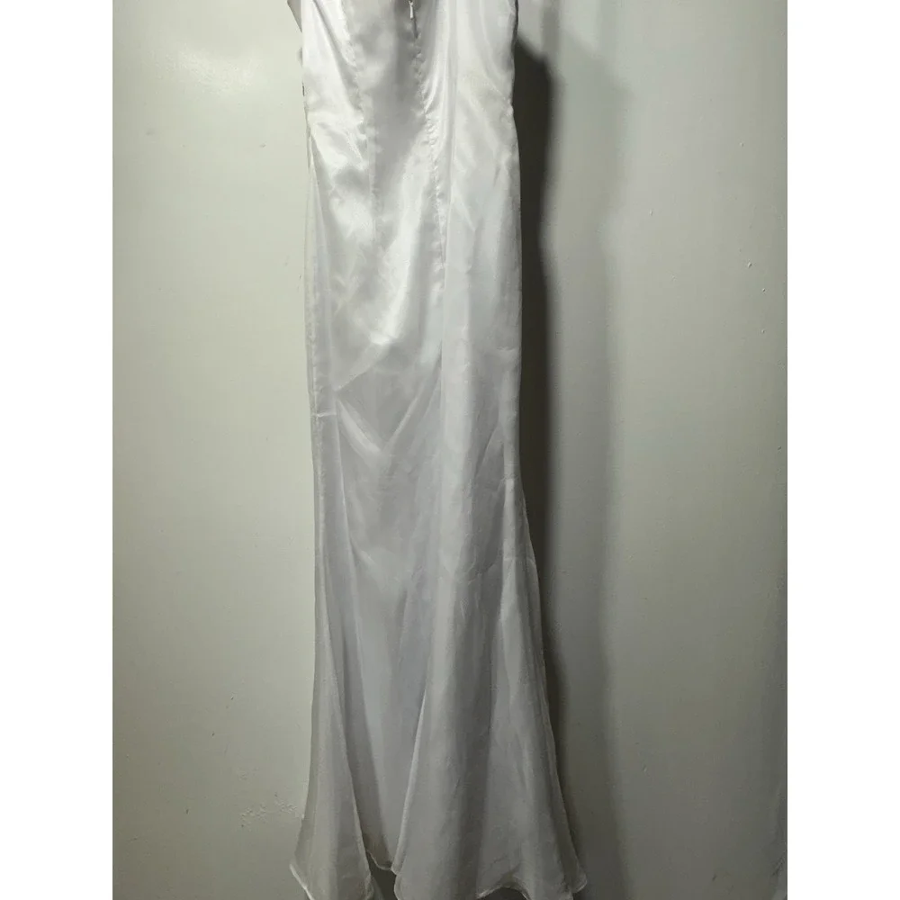 Size 4 Alyce White One Strap One Shoulder Wedding Dress Bridal Gown Rhinestones